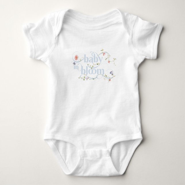 Baby in Bloom Wildflower Blue Boy Baby Shower Bodysuit (Front)