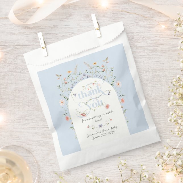 Baby in Bloom Wildflower Blue Boy Baby Shower Favor Bag (Clipped)