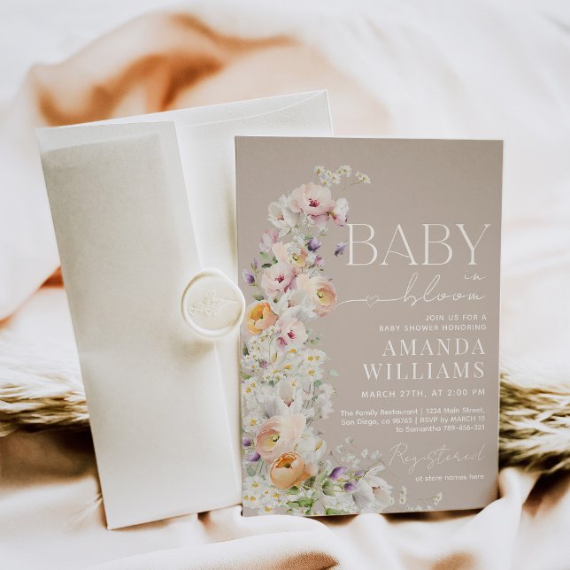 Baby in Bloom Wildflower Boho Baby Shower Invitation (Creator Uploaded)