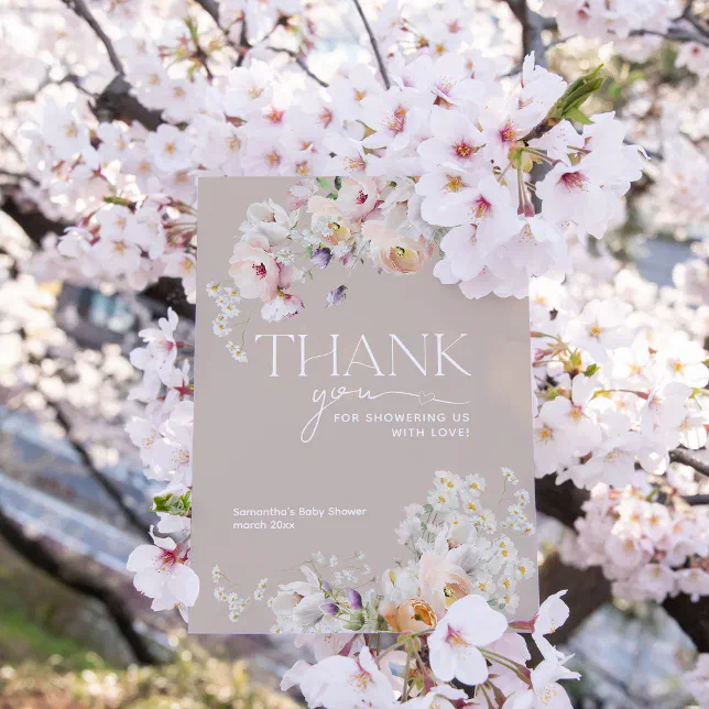 Baby in Bloom Wildflower Boho Baby Shower Thank You Card | Zazzle