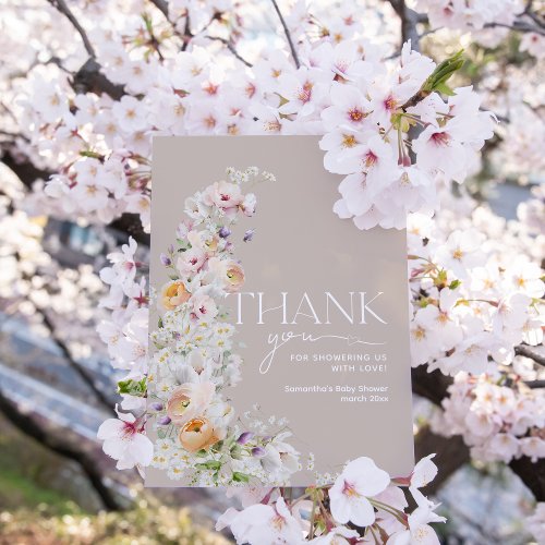 Baby in Bloom Wildflower Boho Baby Shower Thank You Card