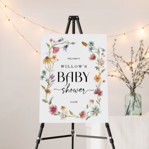 Baby In Bloom Wildflower Boho Baby Shower Welcome  Foam Board