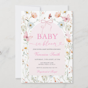 Baby in Bloom Wildflower Bow Baby Shower Invitation