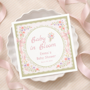 Baby in Bloom Wildflower Bow Baby Shower  Napkins