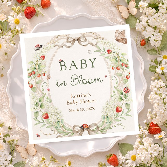 Baby in Bloom Wildflower Bow Baby Shower Napkins (Creator Uploaded)
