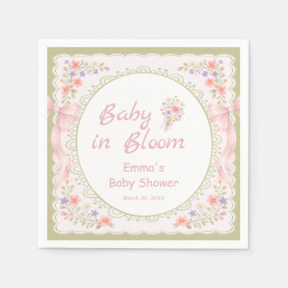 Baby in Bloom Wildflower Bow Baby Shower Napkins