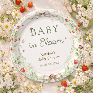 Baby in Bloom Wildflower Bow Baby Shower Paper Plates
