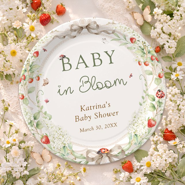 Baby in Bloom Wildflower Bow Baby Shower Paper Plates (Creator Uploaded)