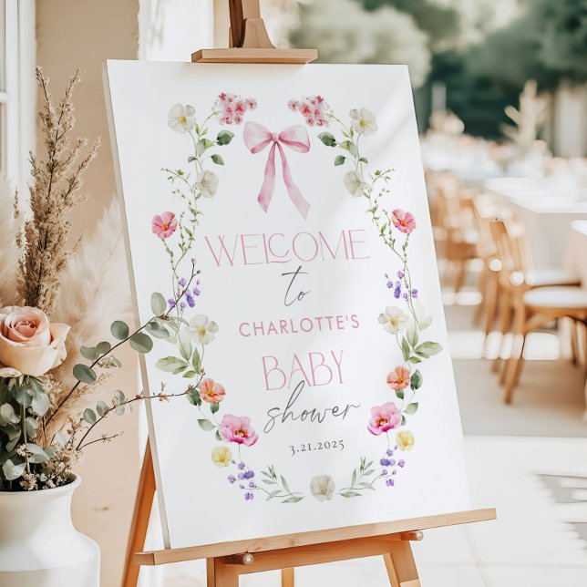 Baby in Bloom Wildflower Bow Baby Shower Welcome Foam Board (Creator Uploaded)
