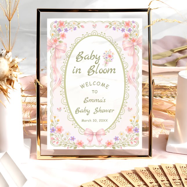 Baby in Bloom Wildflower Bow Baby Shower Welcome  Poster (Creator Uploaded)