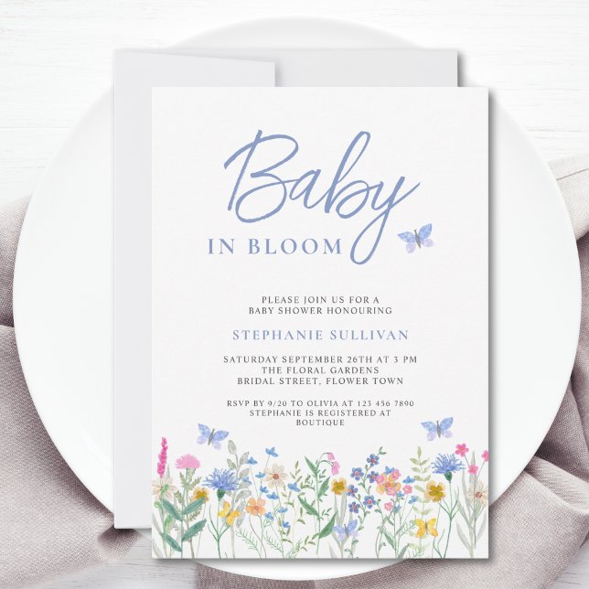 Baby in Bloom Wildflower Boy's Baby Shower  Invitation (Creator Uploaded)