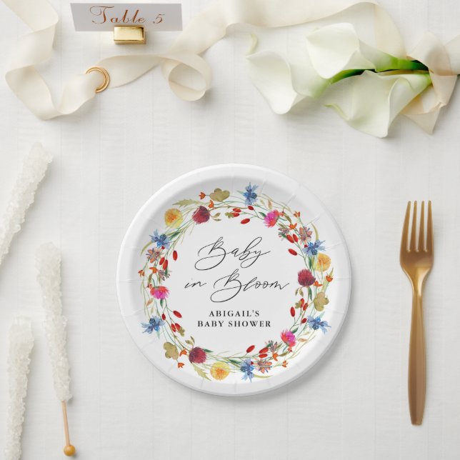 Baby in Bloom Wildflower Bridal  Shower Custom Paper Plates (Wedding)