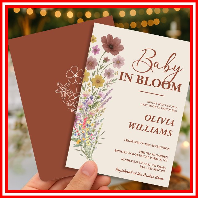 Baby in Bloom Wildflower Burnt Orange Baby Shower Invitation (Creator Uploaded)