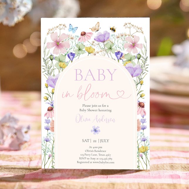 Baby in Bloom Wildflower Butterflies Baby Shower Invitation (Creator Uploaded)