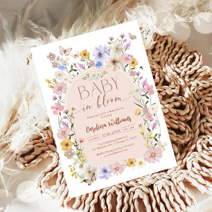 Baby In Bloom Wildflower Butterfly Baby Shower Invitation