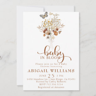 Baby in bloom Wildflower butterfly Baby Shower Invitation