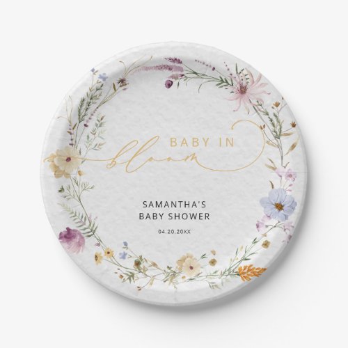 Baby in Bloom Wildflower Cute Baby Shower  Paper Plates