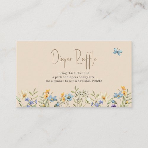 Baby in bloom wildflower diaper raffle ticket enclosure card