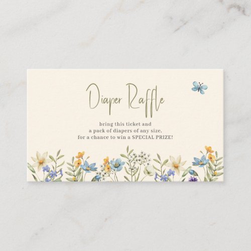 Baby in bloom wildflower diaper raffle ticket enclosure card