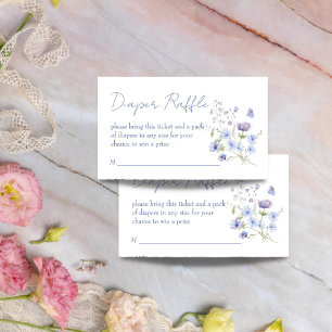 Baby in bloom Wildflower dusty blue diaper raffle Enclosure Card