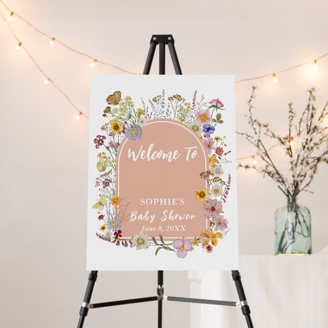 Baby In bloom Wildflower Dusty Pink Welcome  Foam Board (In Situ (Stand))
