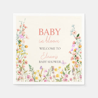 Baby in Bloom Wildflower Elegant Baby Shower Napkins