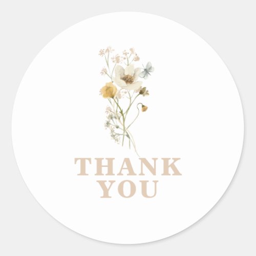 Baby in Bloom Wildflower Elegant boho Baby Shower Classic Round Sticker