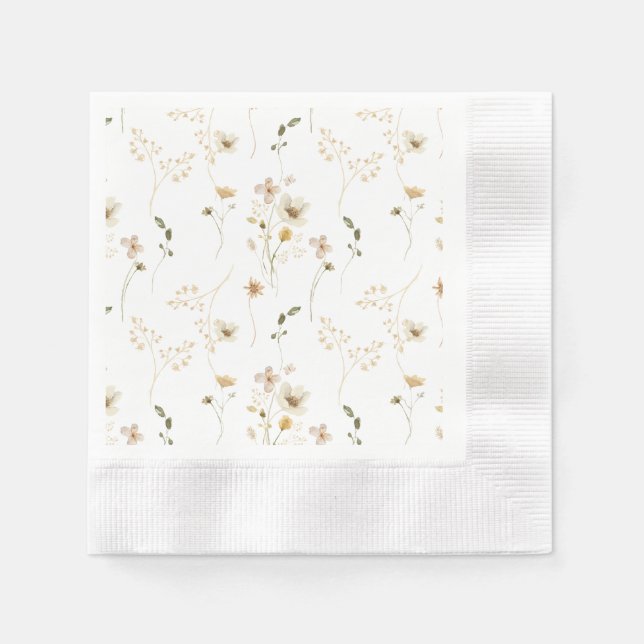 Baby in Bloom Wildflower Elegant boho Baby Shower Napkins (Front)
