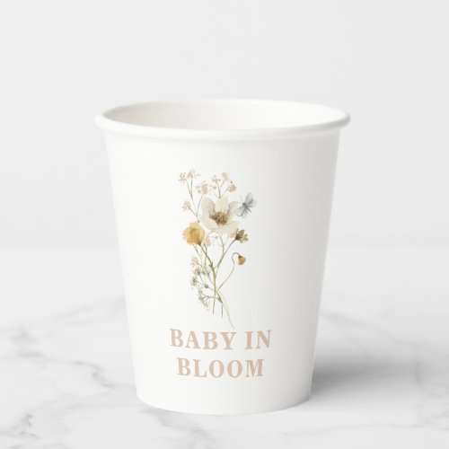 Baby in Bloom Wildflower Elegant boho Baby Shower Paper Cups
