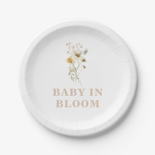 Baby in Bloom Wildflower Elegant boho Baby Shower Paper Plates