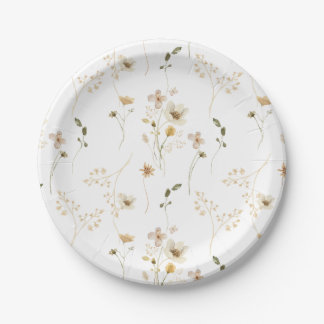 Baby in Bloom Wildflower Elegant boho Baby Shower Paper Plates