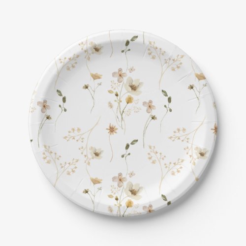 Baby in Bloom Wildflower Elegant boho Baby Shower Paper Plates