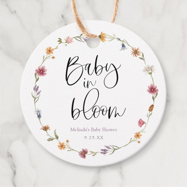 Baby in Bloom Wildflower Favor Tags (Front)