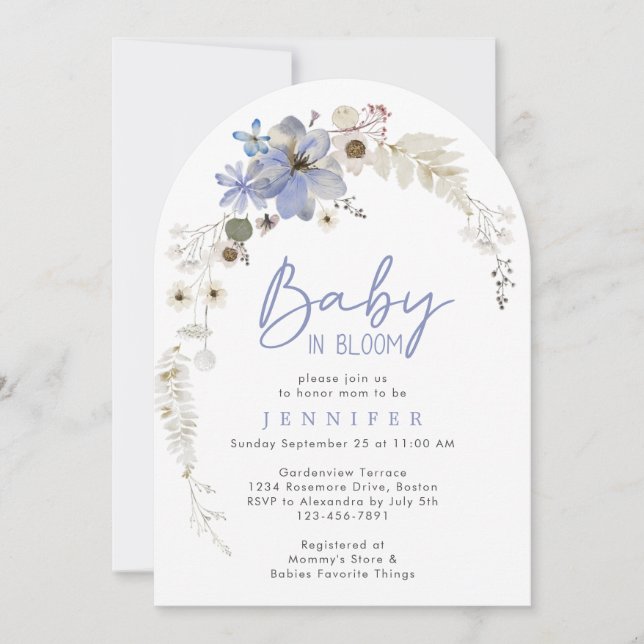 Baby In Bloom Wildflower Floral Arch Baby Shower Invitation (Front)