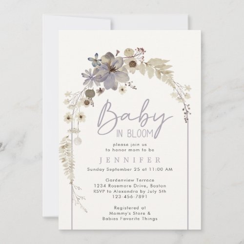 Baby In Bloom Wildflower Floral Arch Baby Shower Invitation