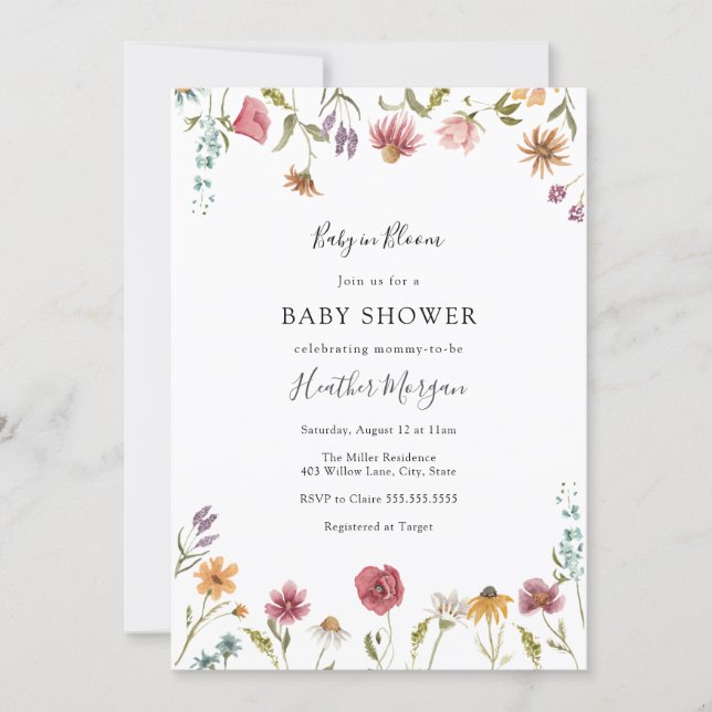 Baby in Bloom Wildflower Floral Baby Shower  Invitation (Front)
