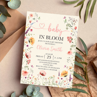 Baby In Bloom Wildflower Floral Baby Shower Invitation