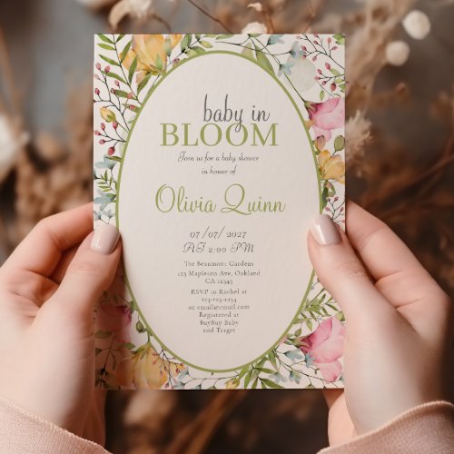 Baby in Bloom Wildflower Floral Baby Shower Invitation