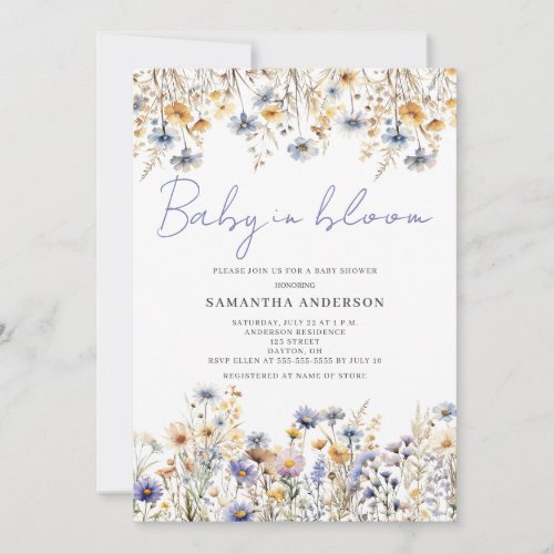 Baby In Bloom Wildflower Floral Baby Shower  Invitation