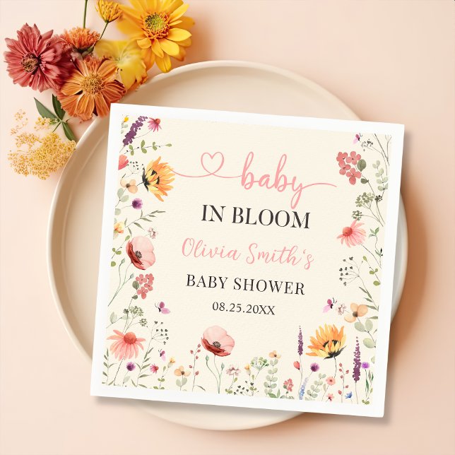Baby In Bloom Wildflower Floral Baby Shower Napkins (Creator Uploaded)