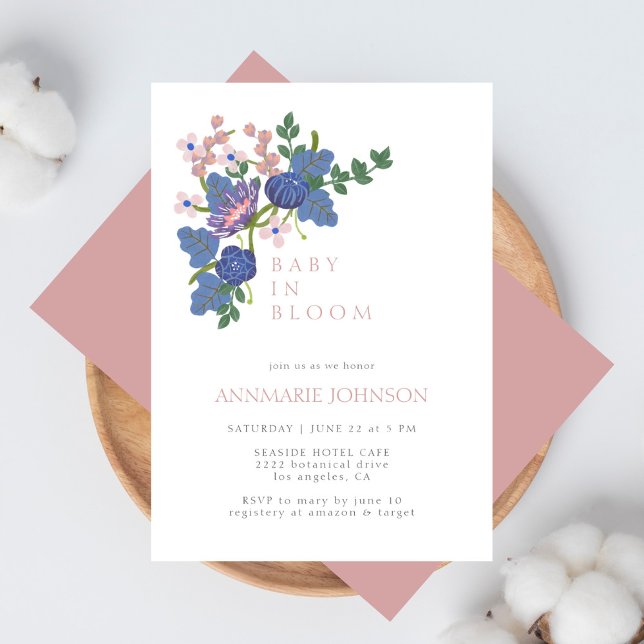 Baby In Bloom Wildflower Floral Pink Baby Shower Invitation (Creator Uploaded)