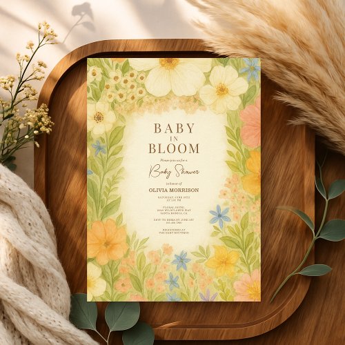 Spring Wildflower Floral or wildflower baby shower invitation