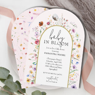 Baby in Bloom Wildflower Girl Baby Shower Arch Top Invitation