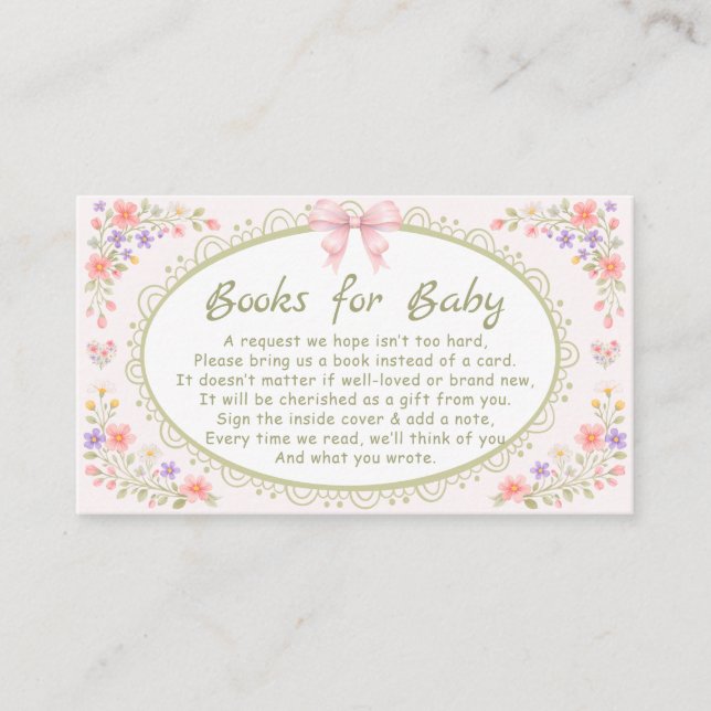 Baby in Bloom Wildflower Girl Baby Shower Enclosure Card (Front)