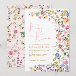 Baby in Bloom Wildflower Girl Baby Shower Invitation
