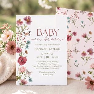 Baby in Bloom Wildflower Girl Baby Shower Invitation