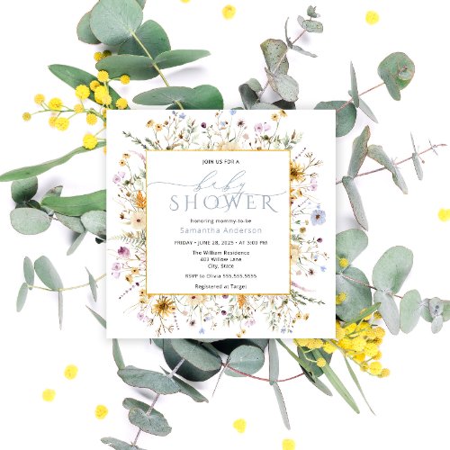 Baby in Bloom Wildflower Girl Baby Shower Invitation