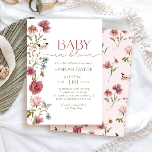 Baby in Bloom Wildflower Girl Baby Shower Invitation