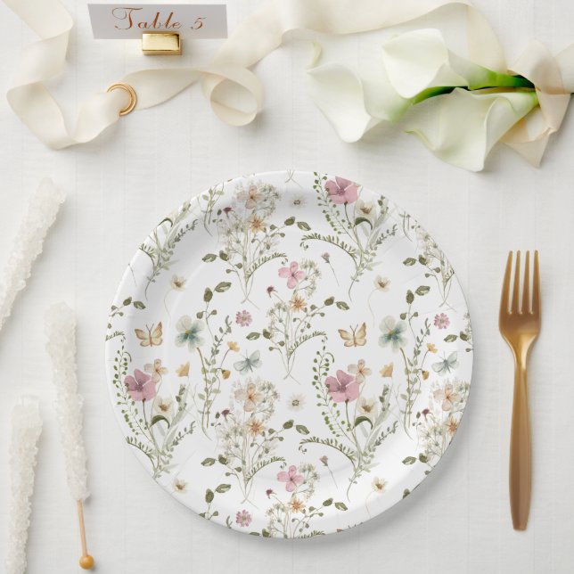 Baby in Bloom Wildflower Girl Baby Shower Paper Plates (Wedding)