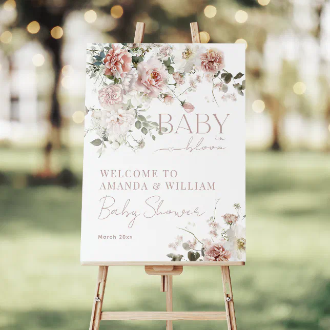 Baby in Bloom Wildflower Girl Baby Shower Welcome Foam Board | Zazzle